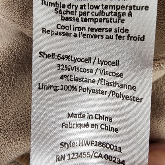 H Halston High Rise Wide Leg Dress Pant Tan Velvet Piping Bandless Waist Size 6 - Picture 16 of 16